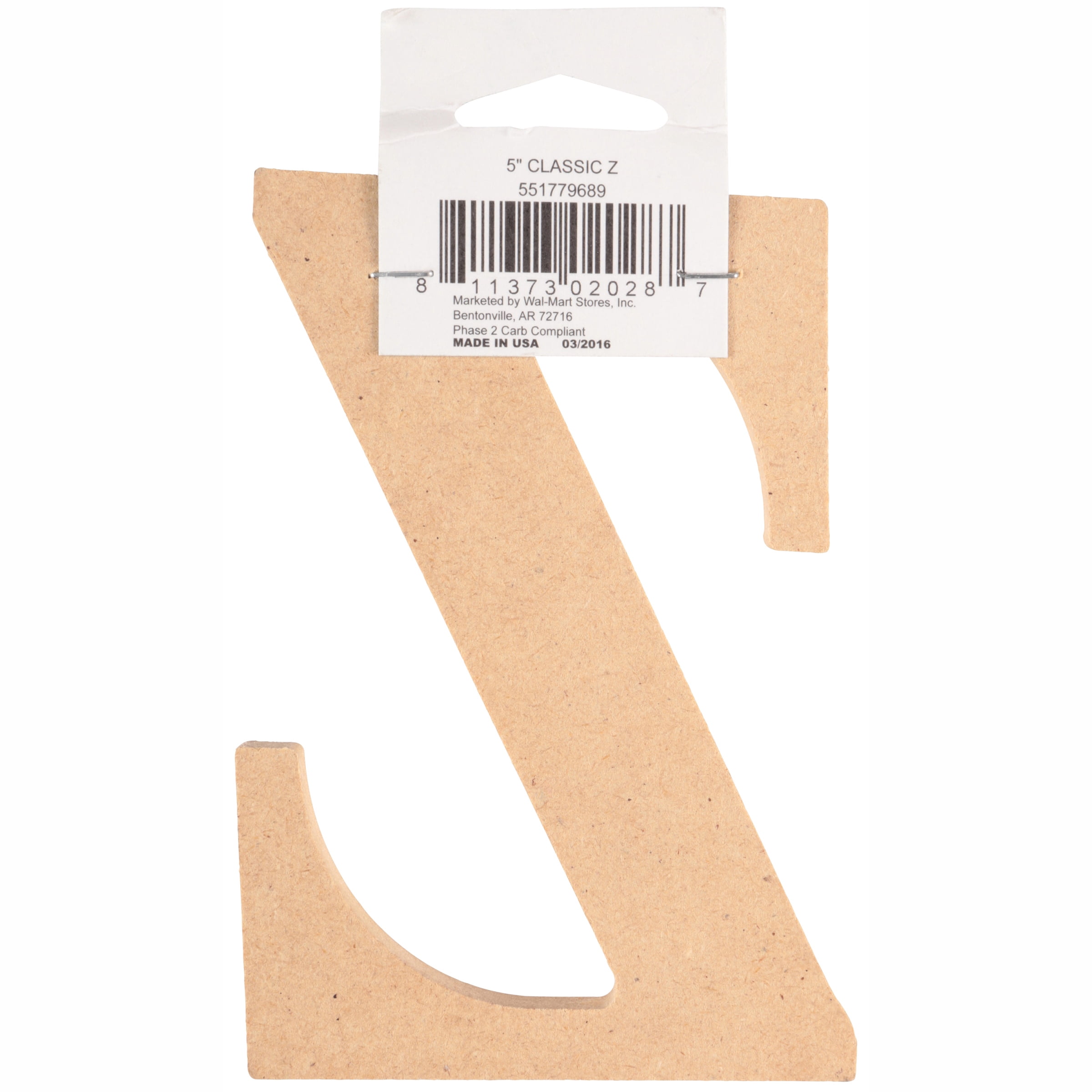 Unfinished Wood 5" Classic Font Letter Z