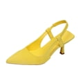 thumbnail image 2 of Miluxas Kitten Heels for Women Pointed Closed Toe Heels Low Pumps Shoes for Party Work office Yellow 9.5(43), 2 of 6