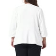 thumbnail image 3 of Agnes Orinda Women's Plus Size Blazers Lapel Collar Open Front 3/4 Sleeve Wear-to-Work Jackets 1X White, 3 of 6