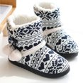 thumbnail image 5 of Xfvqtps Womens Snow Boots Knit Plush Fleece Line Bowknot Pom Poms Fluffy Unique Printing Cute Warm Soft Cozy Ankle Boots Winter Slippers Home Mute Couple Hair Plush Ball Interior Boots Black, 5 of 9