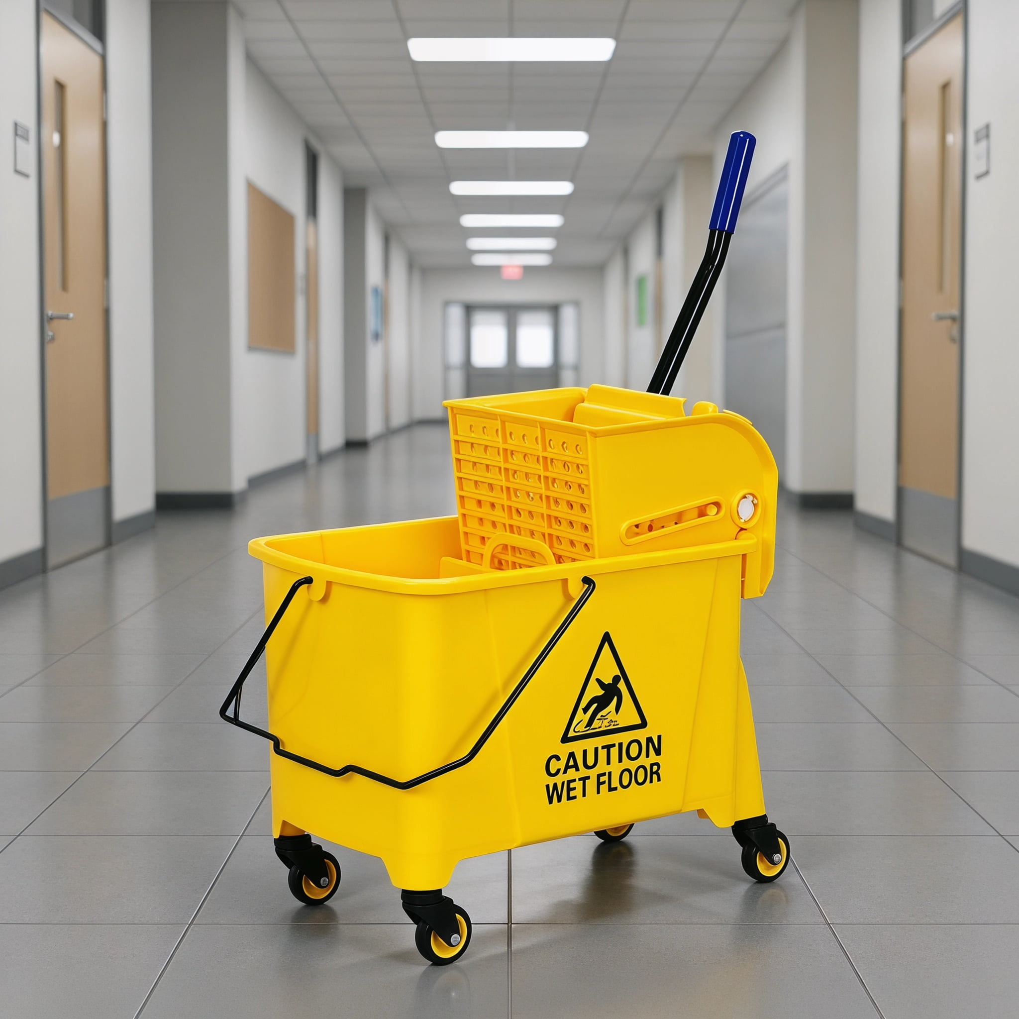 Kadyn 21 Quart Mop Bucket Side Press Wringer on Wheels With Panel
