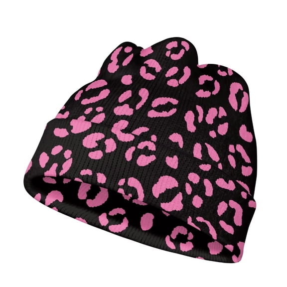 Psesaysky Kids Beanie Toddler Beanie Knit Hat Winter Hats for Boy Girl Winter Clothes Warm Knit Cap (Pink Cheetah Lips)