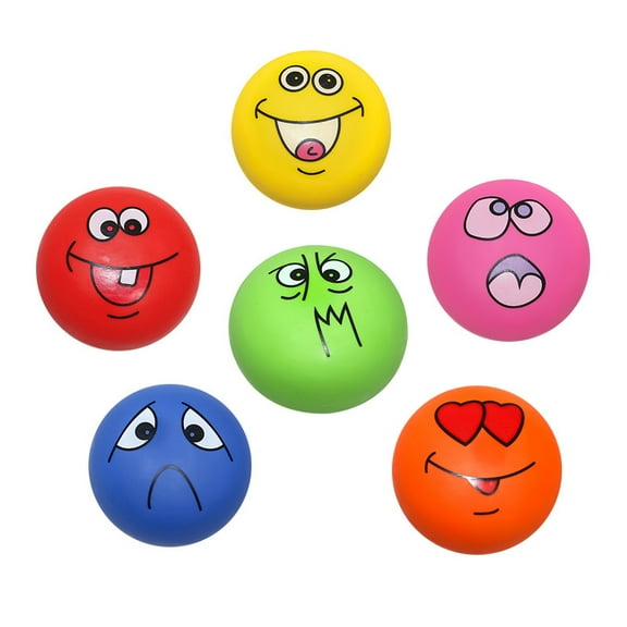 Dog Toy Squeaky Dog Toys Funny Face Chewing Latex Rubber Soft Fetch Play Interactive Dog Balls for Puppy Small Medium Pet Dog (6PCS)