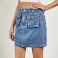 thumbnail image 6 of FAIWAD Women's Cargo Denim Mini Skirts High Waist Wrap Streetwear Club Party Short A-Line Jeans Skirts, 6 of 7