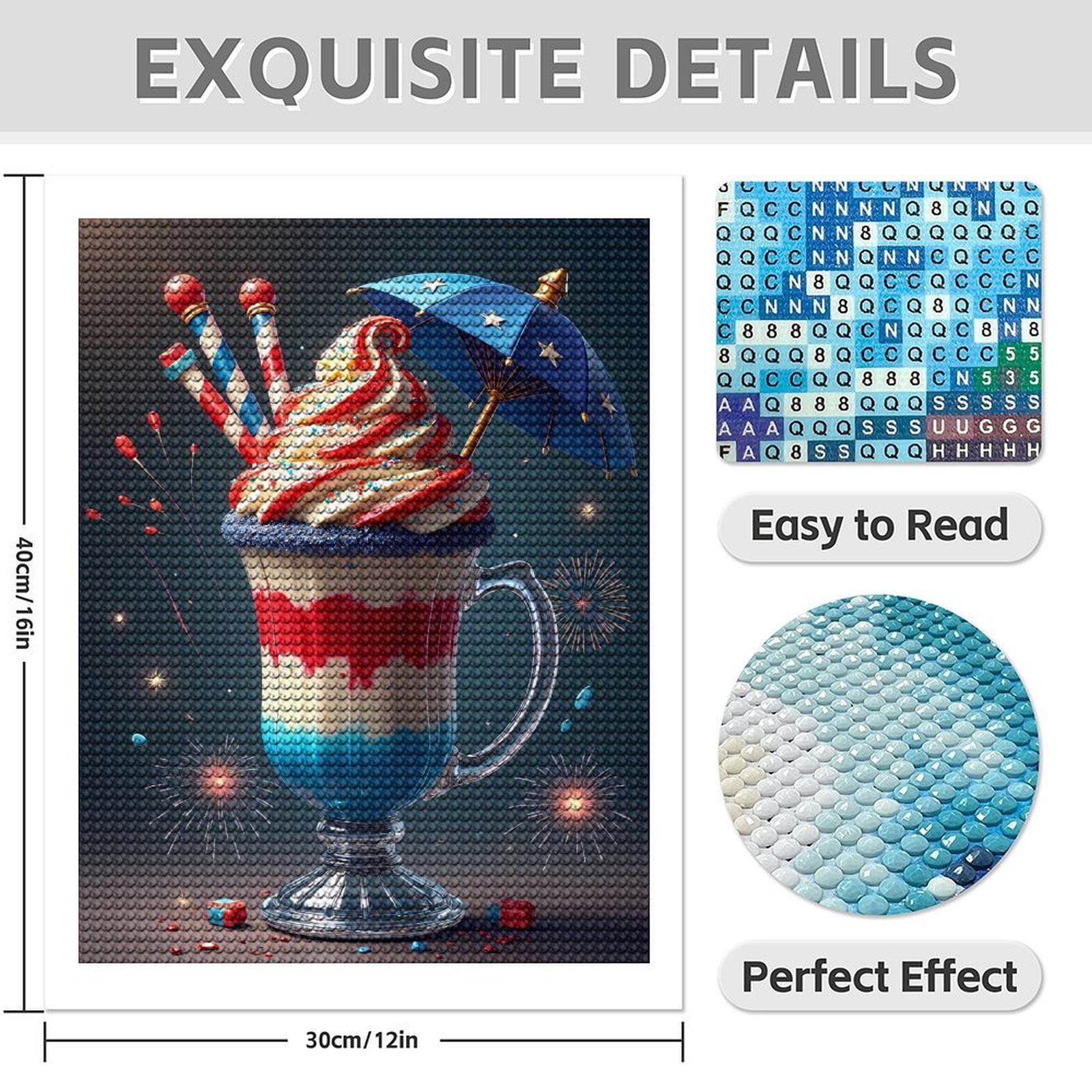 Diamond Art Kit for Adults, Candle Colorful Dessert Print No.9 Diamond Painting for Adults Beginners, 5D DIY Diamond Art Painting Kits, Colorful Diamond Painting Craft for Home Decor 12x16