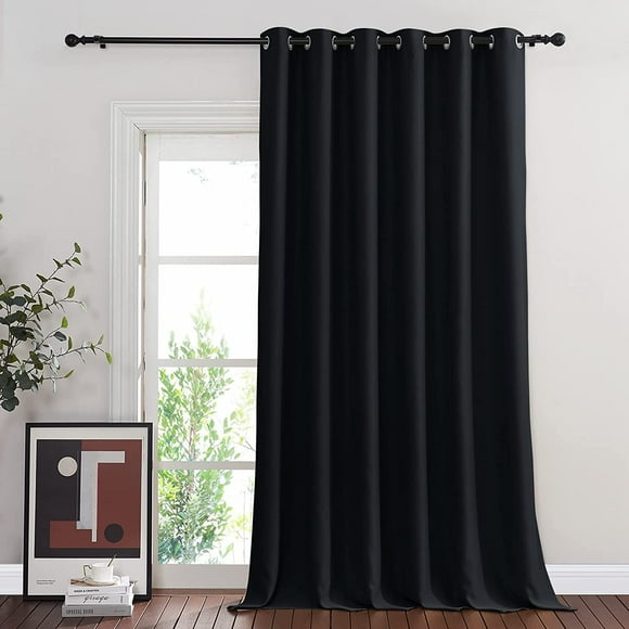 ZMLEVE Blackout Curtain for Sliding Glass Door, Grommet Top Thermal Insulated Weighted Wide Drapes/Draperies for Bedroom/Living Room (Black, 80 by 95 inches, 1 Panel)
