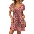 thumbnail image 3 of UVN Summer Dresses for Women Boho Floral Print Midi Dresses Casual Short Sleeve U Neck Beach Sundress with Pockets, 3 of 10