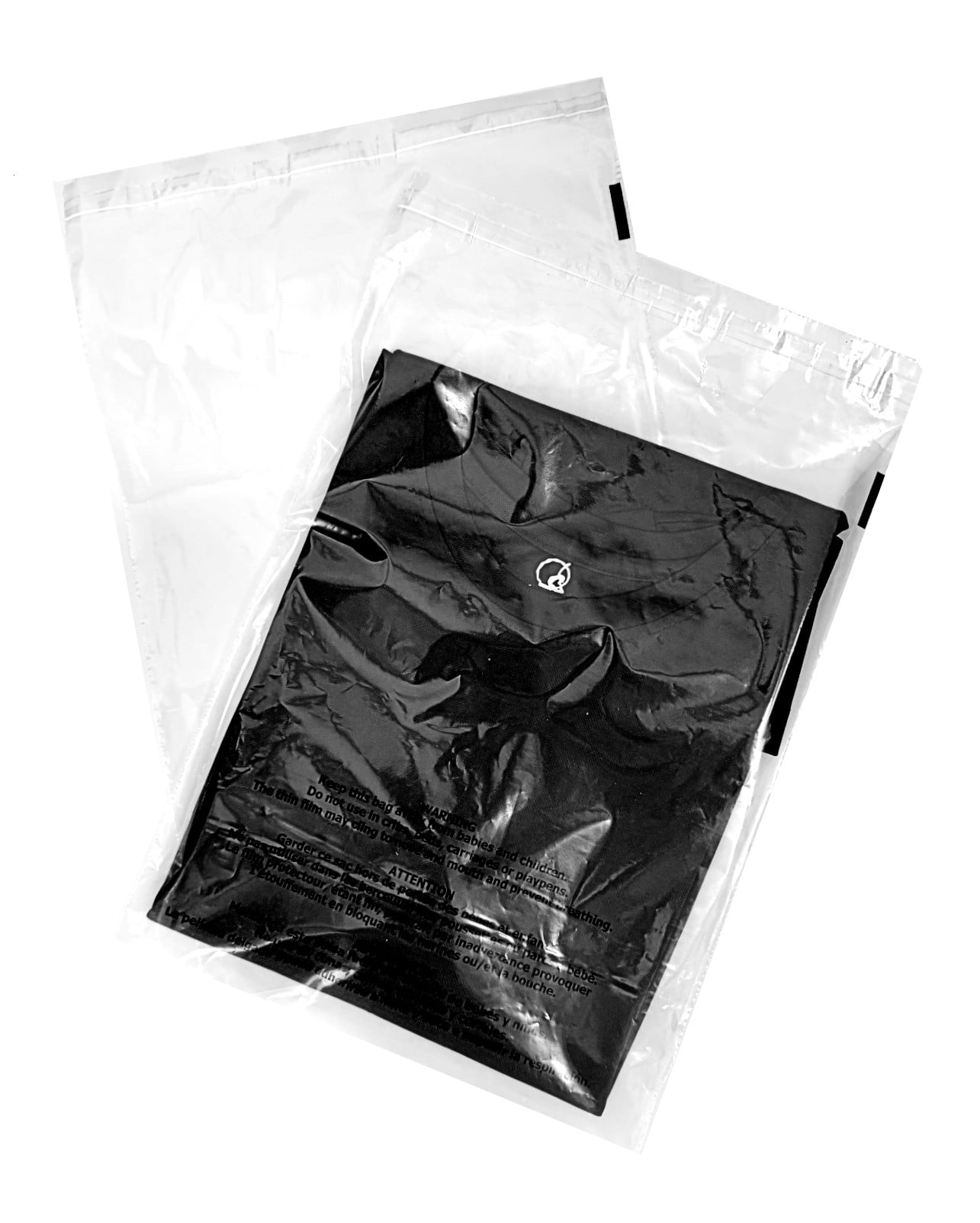 10" X 13" Clear Poly Bags with Suffocation Warning - 1.57 Mils | 200 Count Self-Seal Bags for Packaging, T-Shirts, & Shipping - Permanent Adhesive Closure