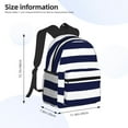 thumbnail image 4 of Vsdgher Navy Blue And White Stripes Print Unisex Large Capacity Bookbag Schoolbag Casual Daypack for High School/College/Teens/Travel/Work, 4 of 8