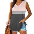 thumbnail image 2 of aidice V Neck Tank Tops for Women Sleeveless Loose Tanks Color Blocked Summer Vacation Beach Tops, 2 of 5