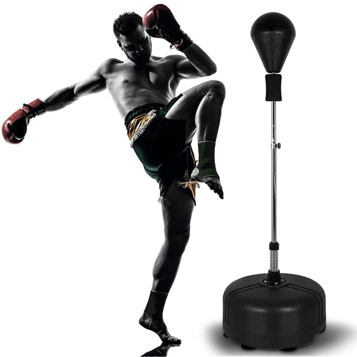 47-59inch Adjustable Adult Training Punching Bag Stand Boxing Glove Home Gym Set 
