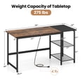 thumbnail image 4 of Giantex 59” Computer Desk w/Removable Storage Shelves & Charging Station, Industrial Writing Workstation w/ Headphone Hook, Large Laptop Desk, Rustic Brown, 4 of 9