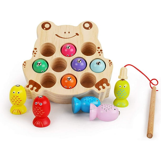 Fishing Toys for Kids Ages 3-8, Fishing Game Toy Set Magnetic Cat-Shape  Fishing Toy Creative Preschool Learning Balance Counting Toys Fishes  Preschool