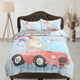 thumbnail image 1 of Oso de peluche lindo en coche rojo, ropa de cama azul, juego de funda nórdica, ropa de cama con cremallera, dormitorio, 1 of 4