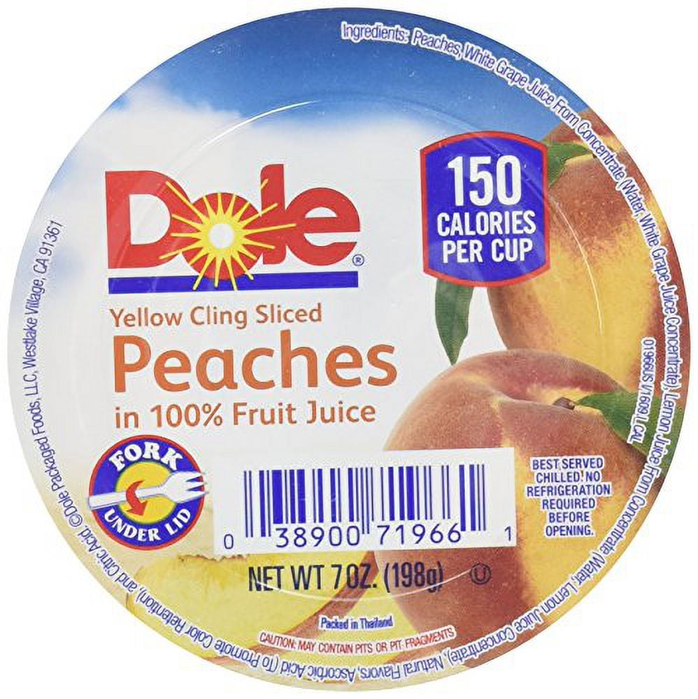 Dole Sliced Peach in 100% Juice, 7-Ounce Cups [Pack of 12]