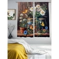 thumbnail image 3 of Butterfly Floral Sheer Curtains 63 Inch Length 2 Panels Set, Country Daisy Wildflower Brown Barn Door Voile Window Treatment Curtains Sheers Drapes for Bedroom/Living Room/Kitchen 52x"63"x2, 3 of 7