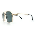 thumbnail image 6 of Mens Luxury Mobster Rectangular Double Bridge Racer Metal Rim Sunglasses Gold - Green, 6 of 7