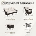 thumbnail image 6 of EAGLE PEAK Azure Bay 6 Pieces Wicker Outdoor Patio Furniture Set, Sofa and Rocking Chairs with Ottomans and Side Table, Brown Wicker and Beige Cushions, 6 of 10