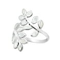 thumbnail image 3 of Peaceful Olive Branch Sterling Silver White Mother of Pearl Inlay Wrap Ring - 7, 3 of 5