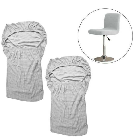 Bar Stools Cover with Back Flannel Barstools Slipcovers Stretch Counter Height Bar Stool Covers Protector Square Swivel Barstool Covers for Kitchen Bar, Set of 2 Light Gray