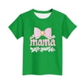 thumbnail image 4 of SGFCWSX Girls T-Shirts Kids Mothers Day Casual Short Sleeve Print Graphic Tops Green Size 3-4 Years, 4 of 6