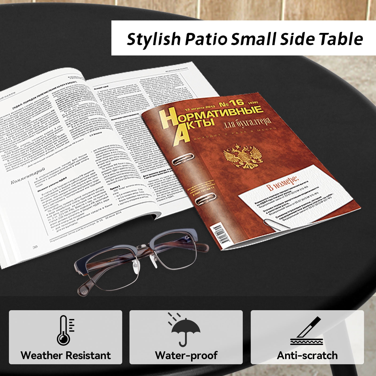 Ztysn 18" Round Side Table Portable Modern Metal End Table for Indoor Outdoor Use,Perfect for Home Living Room,Bedroom,Patio and Balcony,Black