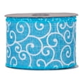 thumbnail image 3 of Northlight Swirl Wired Spring Craft Ribbon - 2.5" x 10 Yards - Blue and White, 3 of 6