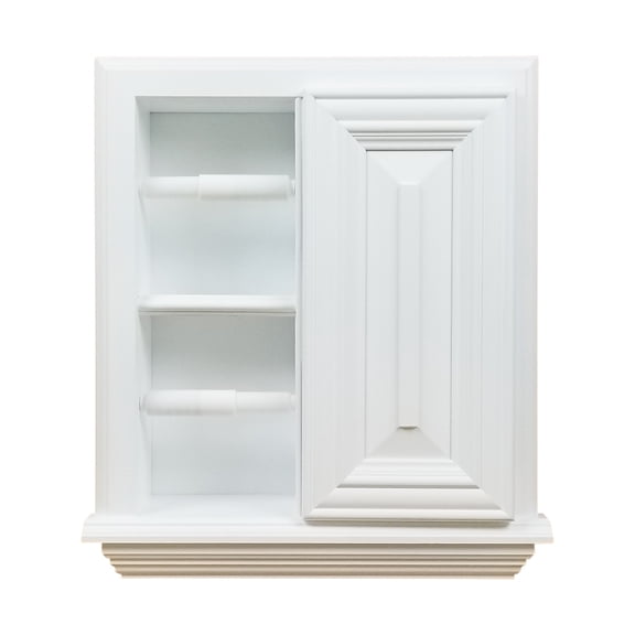 Hestia White Enamel Solid Wood Recessed Double Toilet Paper Holder with Cabinet 14"w x 16.25"h