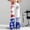 Dark Blue, variant on 250th America Independence Day Flared Pants for Women - Vintage 1776-2026 Freedom Print Bell Bottoms - High Waist Drawstring Wide Leg Lounge Trousers with Pockets Multicolor M