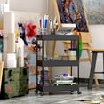 thumbnail image 6 of SOYO 3 Tier Rolling Storage Cart, Utility Cart Mobile Slide Out Organizer, Bathroom Standing Rack Shelving Unit Organizer for Kitchen, Bathroom, Laundry Room, Black, 6 of 8