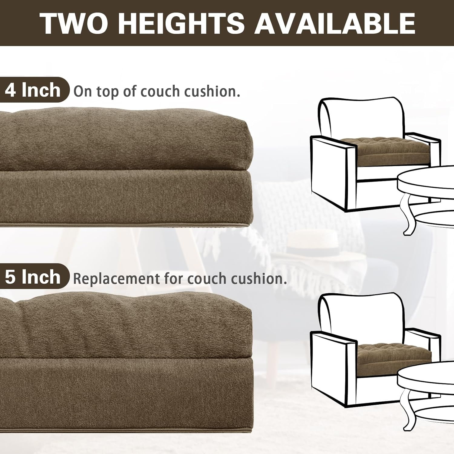 Recliner Cushion for Elderly - Patented Dual Seat Cushion for Sagging Recliner Replacement Booster Cushion for Easy Get Up from Chair, Sofa & Couch, Relieves Long-Sitting Pain