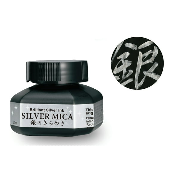Kuretake Zig Metallic Calligraphy Ink, 60ml, Silver Mica