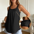 thumbnail image 2 of SGMVNU Sleeveless Tank Tops for Women Built in Bra Square Neck Pleated Flowy Loose Fit Summer Blouse Camisole Tanks, Black, Size M, 2 of 6