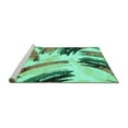 thumbnail image 2 of Ahgly Company Machine Washable Indoor Square Abstract Turquoise Blue Modern Area Rugs, 5' Square, 2 of 4