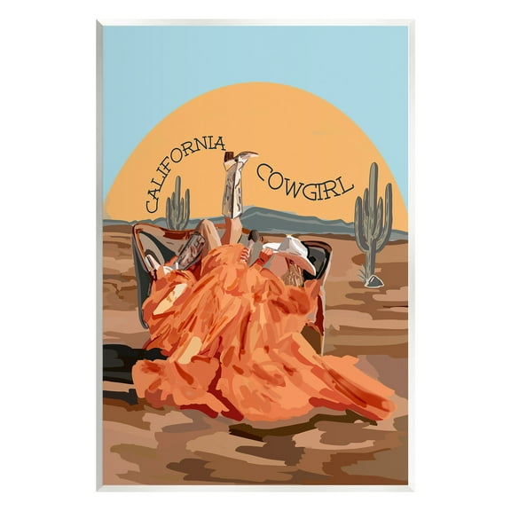 Stupell Industries California Cowgirl Landscape Landscape Painting Unframed Art Print Wall Art, 10 x 15