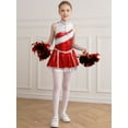 thumbnail image 5 of YiZYiF Girls Shiny Sequins Cheer Leader Uniform Outfit Juniors Sleeveless Zip-Up Cheerleading Dance Dress Red-A 16, 5 of 7