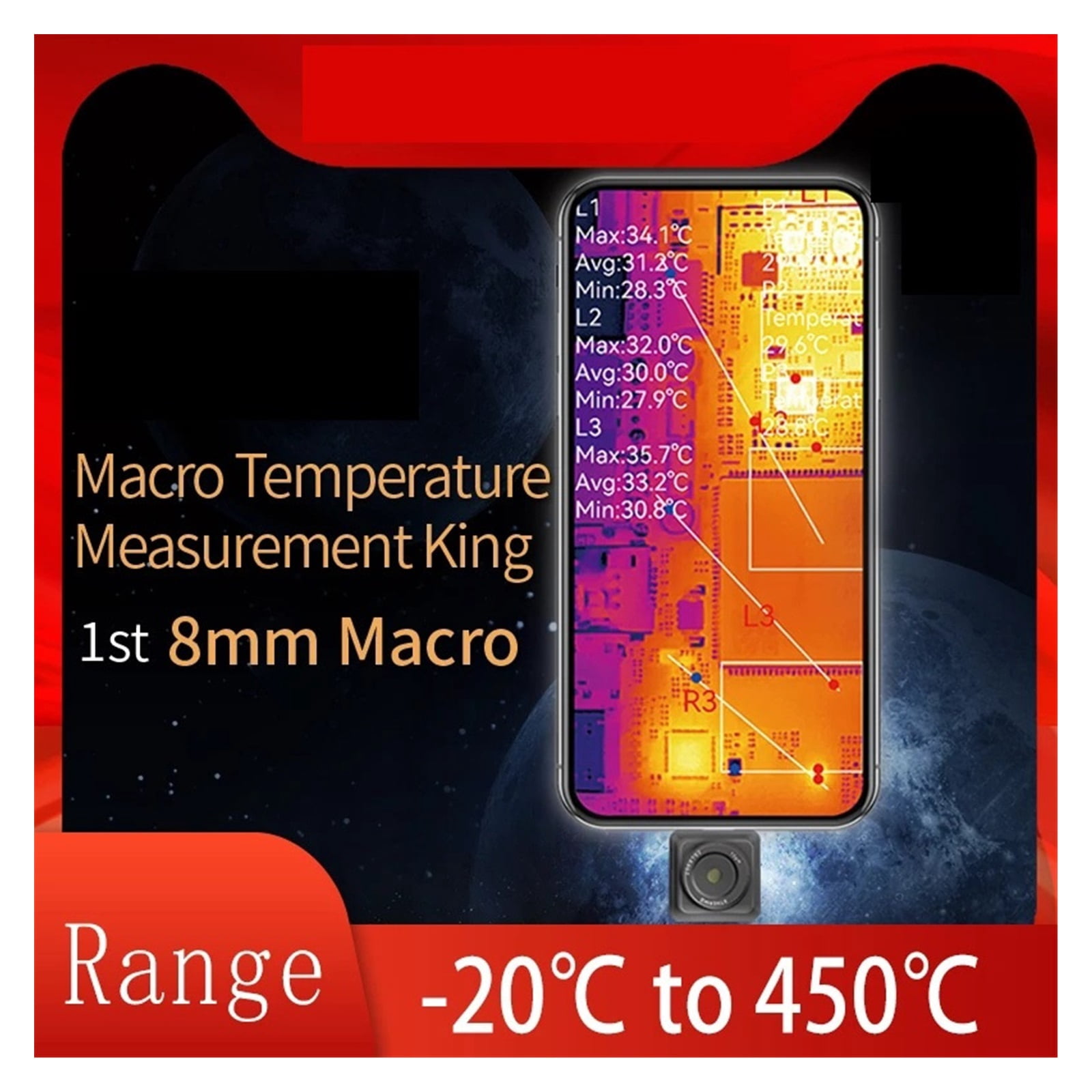 Thermal Imaging Camera, Mobile Phone Infrared Thermal Imager Thermometer Industrial Inspection Thermal Camera