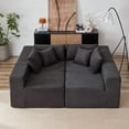 thumbnail image 3 of 104" Modular Sectional Sofa, Cloud Deep Seat Corduroy L-Shape Sofa with Chaise, Modern Modular Sleeper Couch for Living Room Bedroom, No Assembly Required,Black, 3 of 7