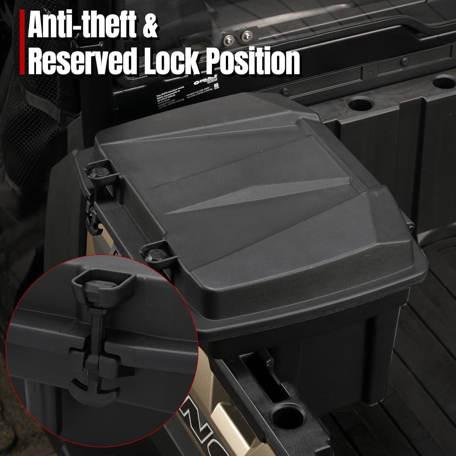 A & UTV PRO Bed Storage Box 5.5GAL Compatible with Polaris Ranger 1000 XP 900 800 700 570 500 Polaris General 1000 Accessiories Cargo Box Hard Tool Box 21L