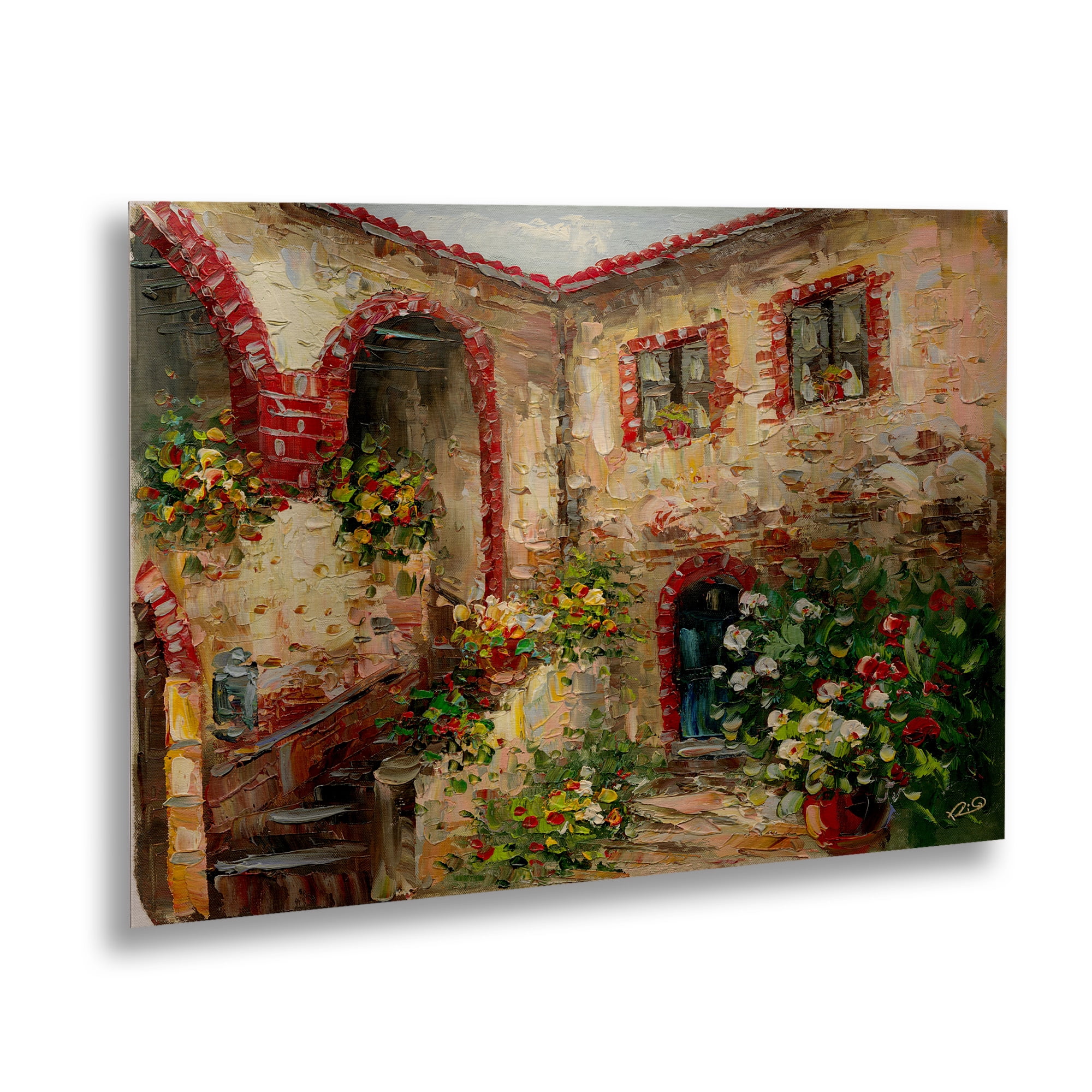 Trademark Fine Art 'Tuscany Courtyard' Brushed Aluminum Wall Art Art by Masters Fine Art
