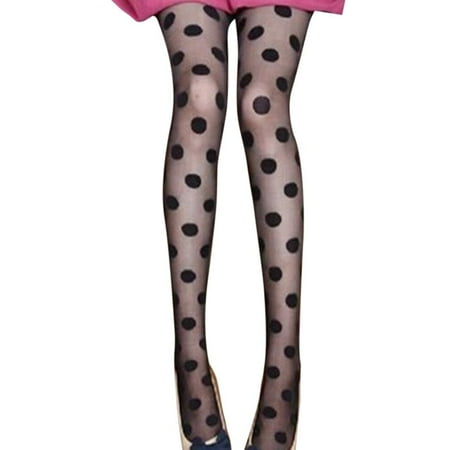 

SJENERT Women s Classic Polka Dot Silk Tights Thin Vintage Faux Tattoo Stockings Feminine Hosiery