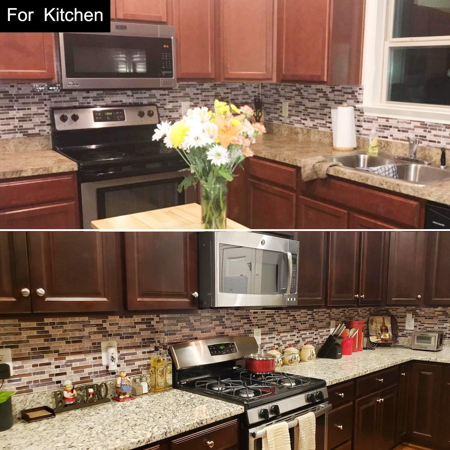 10-Sheet Peel and Stick Wall Tile, Self-Adhesive Kitchen Backsplash in Sandstone (Thicker Design)