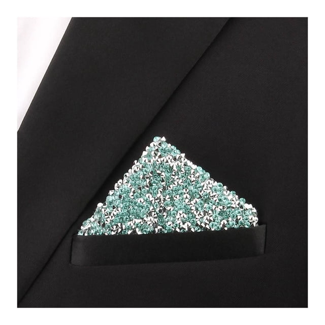 Hioecau Rhinestone Pocket Square for Men Pre Folded Handkerchief Sparkling Pocket Square Fits Blazer Tuxedo Pockets for Wedding Dating Formal Attire