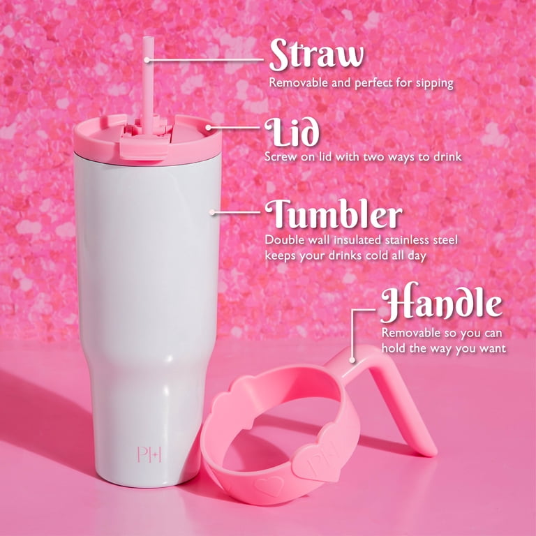 Paris Hilton 40 oz Double-Wall Insulated Tumbler, includes 2-in-1