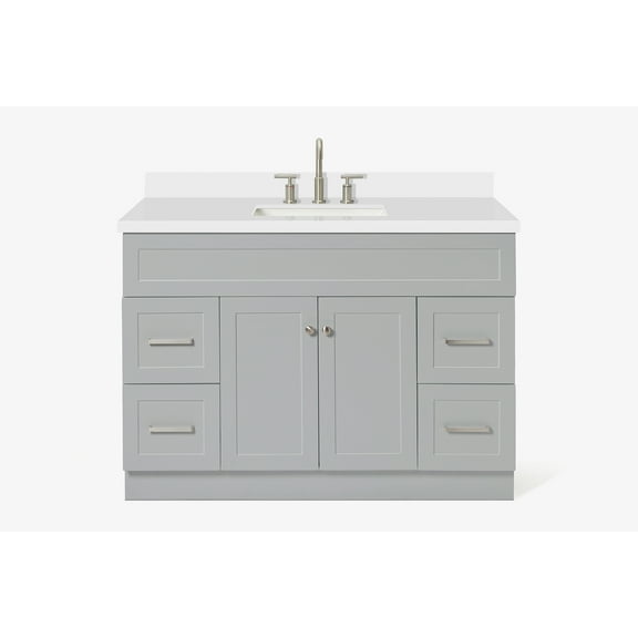 Ariel Hamlet 49 In. Rectangle Sink Vanity With White Quartz Countertop In Grey