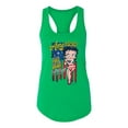 thumbnail image 2 of Wild Bobby, Betty Boop America Land of the Free Home of the Brave Betty Boop Ladies Racerback Tank Top, Kelly, Large, 2 of 5