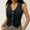 Black, variant on Daolelai Women's Solid Color Washed Distressed Denim Hottie Short Vest