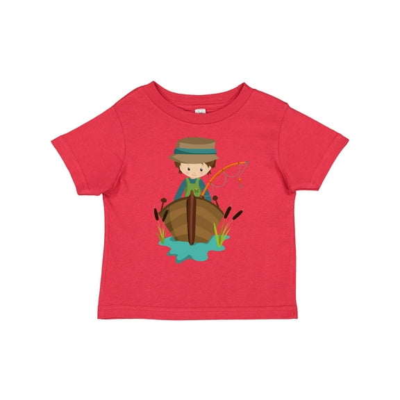 Inktastic Fishing Boy, Fisherman, Fishing Rod, Brown Hair Boys Toddler T-Shirt