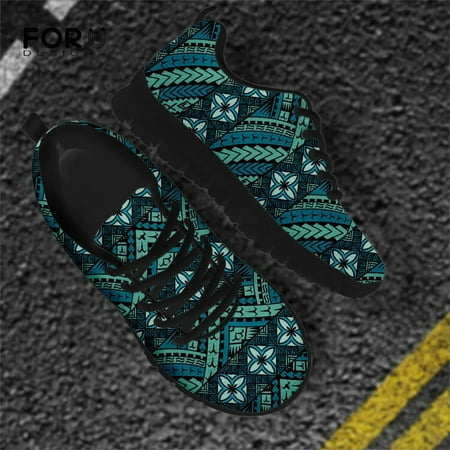 

Sneakers Women Polynesian Tribal Plumeria Woman Flats Ladies Shoes Mesh Lace Up Walk Sneaker Female Footwear Nursing Shoes