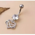 thumbnail image 2 of 2.00Ct Round Cut Lab Created Diamond Women's Heart Shape Belly Button Ring 14K White Gold Plated 925 Silver, 2 of 3